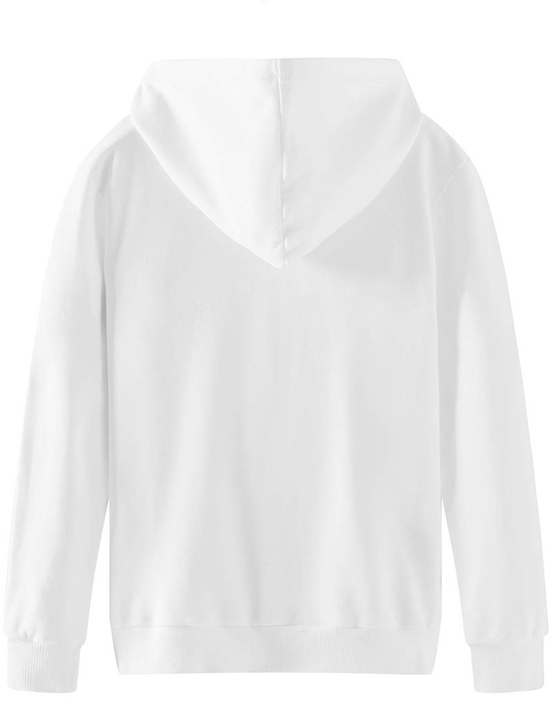 Spring&Gege Youth Solid Full Zipper Hoodies Soft Kids Hooded Sweatshirt for Boys and Girls Size 11-12 Years White - Image 2